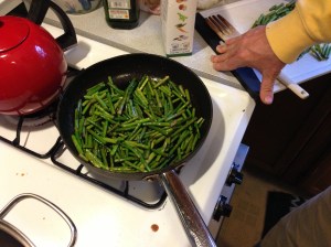 Saute the asparagus sections in EVOO