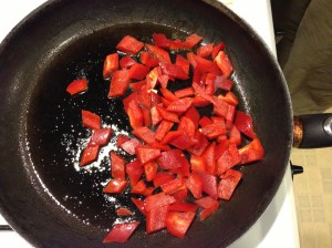 Red peppers in process