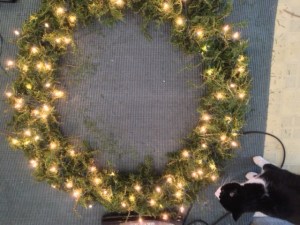 Step 5: String with twinkle lights - easiest on the floor